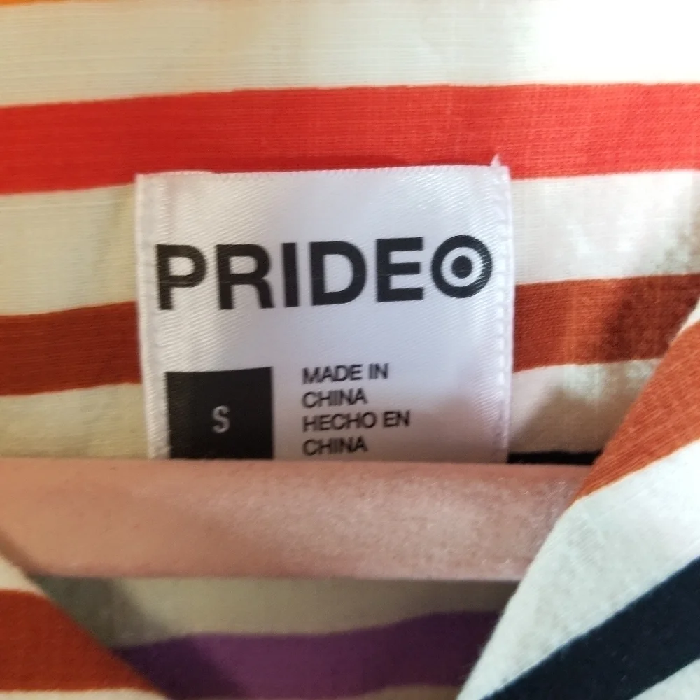 Target pride collection rainbow striped camp short sleeve shirt